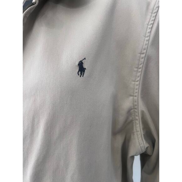 Polo Ralph Lauren Harrington Jacket Sz L Cream/Khaki Bomber Unlined Preppy FLAW - Picture 6 of 11